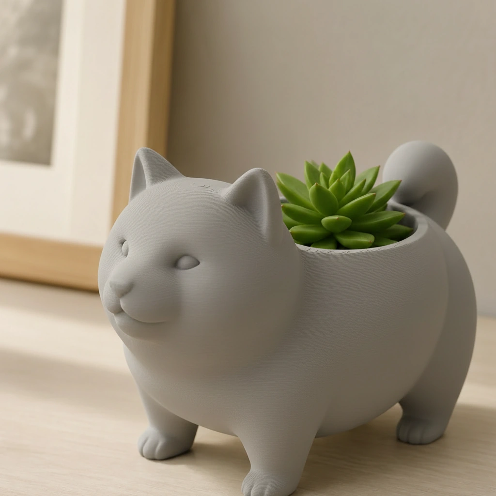 Mini Ghiveci Decorativ Suport Plante cu Design Shiba Inu - culoare Gri, imprimare 3D Vibecraft