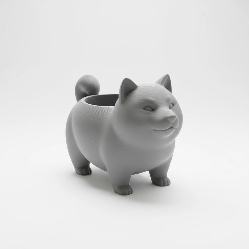 Mini Ghiveci Decorativ Suport Plante cu Design Shiba Inu - culoare Gri, imprimare 3D Vibecraft