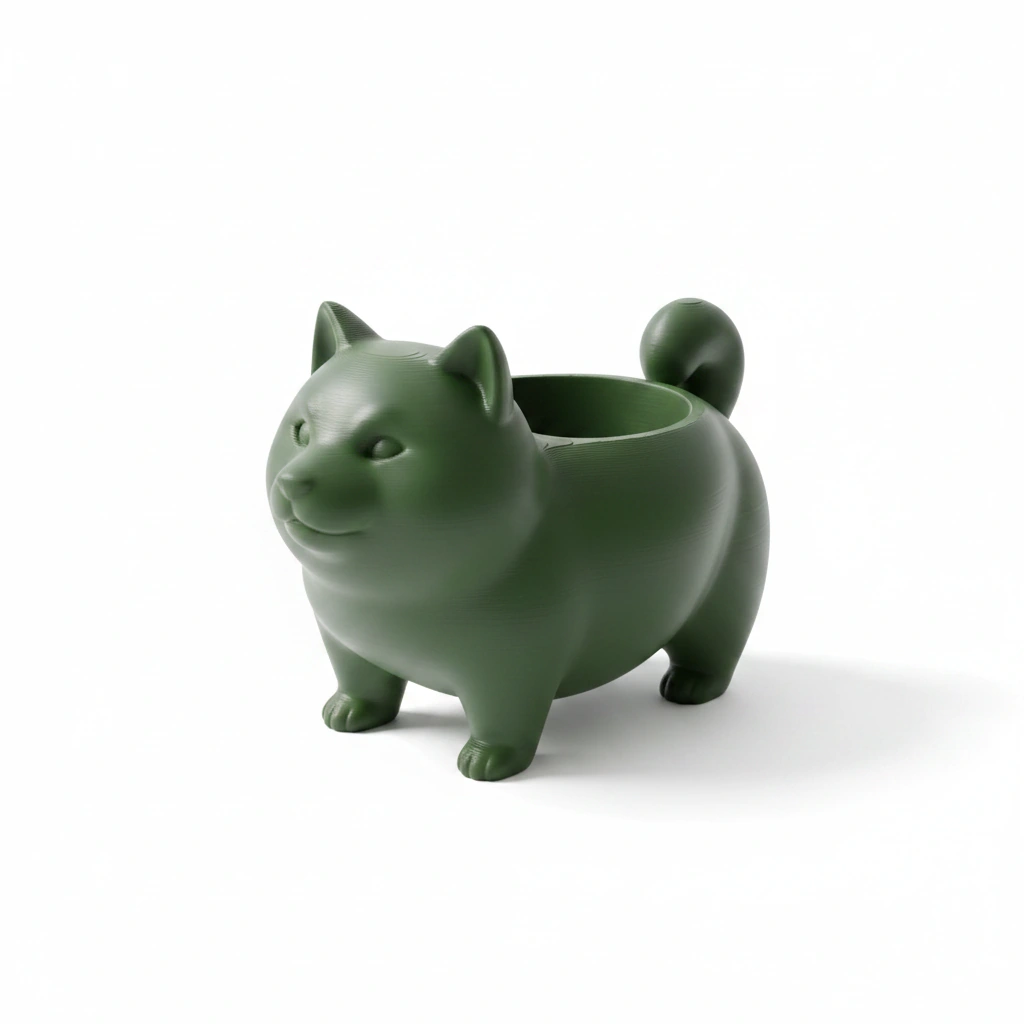 Mini Ghiveci Decorativ Suport Plante cu Design Shiba Inu - culoare Verde, imprimare 3D Vibecraft