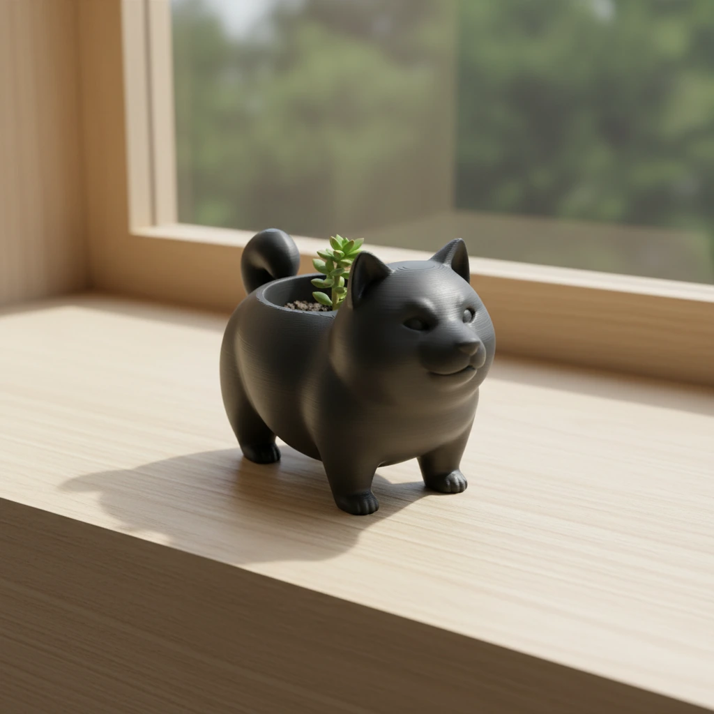Mini Ghiveci Decorativ Suport Plante cu Design Shiba Inu - variante de culoare, produs imprimat 3D Vibecraft