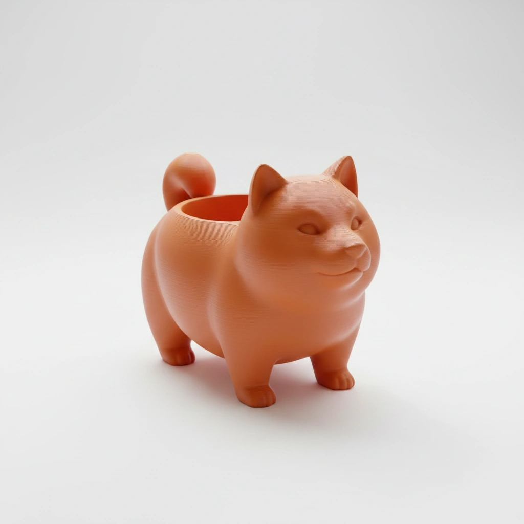 Mini Ghiveci Decorativ Suport Plante cu Design Shiba Inu - culoare Portocaliu, imprimare 3D Vibecraft