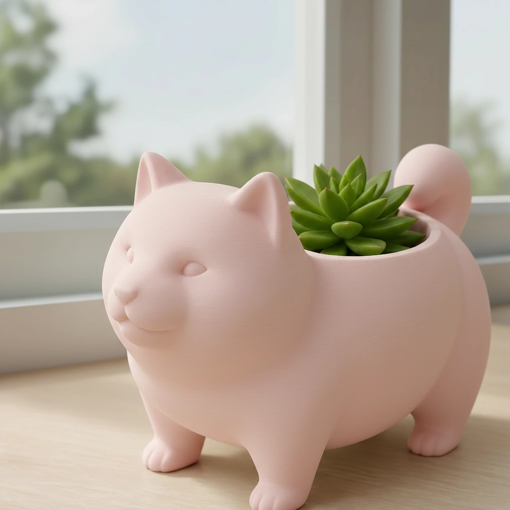 Mini Ghiveci Decorativ Suport Plante cu Design Shiba Inu - culoare Roz, imprimare 3D Vibecraft