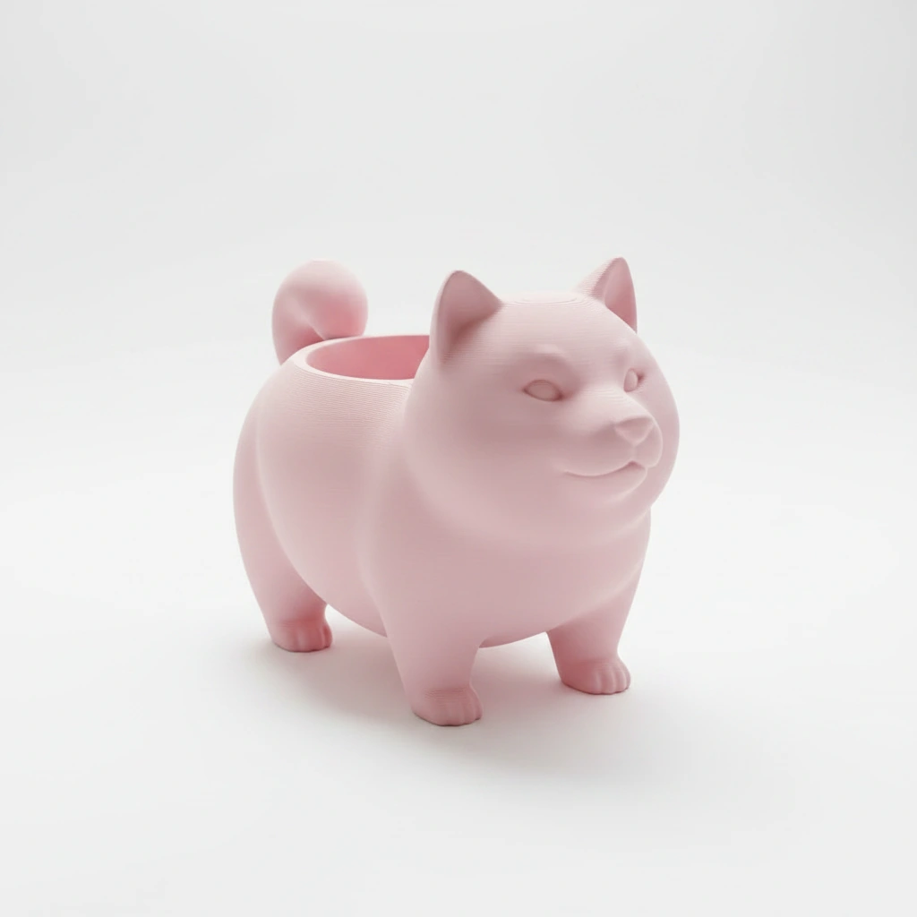 Mini Ghiveci Decorativ Suport Plante cu Design Shiba Inu - culoare Roz, imprimare 3D Vibecraft