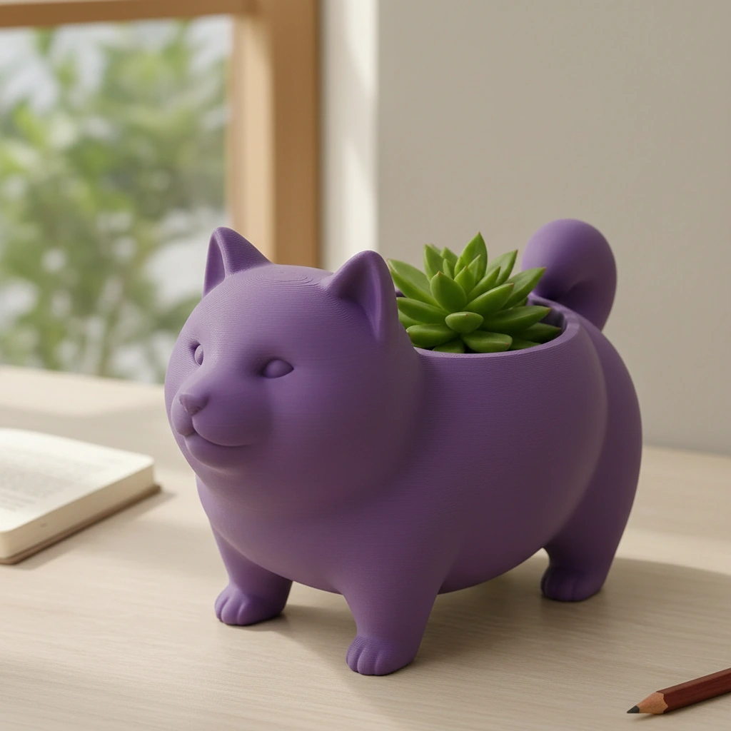 Mini Ghiveci Decorativ Suport Plante cu Design Shiba Inu - culoare Mov, imprimare 3D Vibecraft