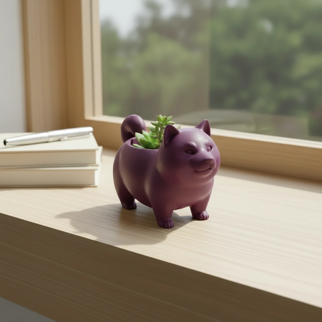 Mini Ghiveci Decorativ Suport Plante cu Design Shiba Inu - culoare Roșu, imprimare 3D Vibecraft