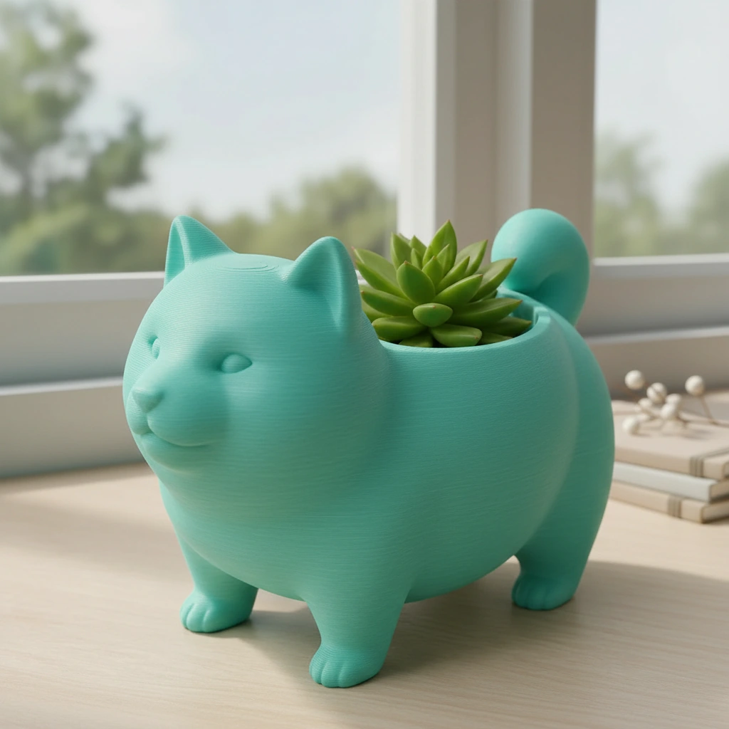 Mini Ghiveci Decorativ Suport Plante cu Design Shiba Inu - culoare Albastru verzui, imprimare 3D Vibecraft