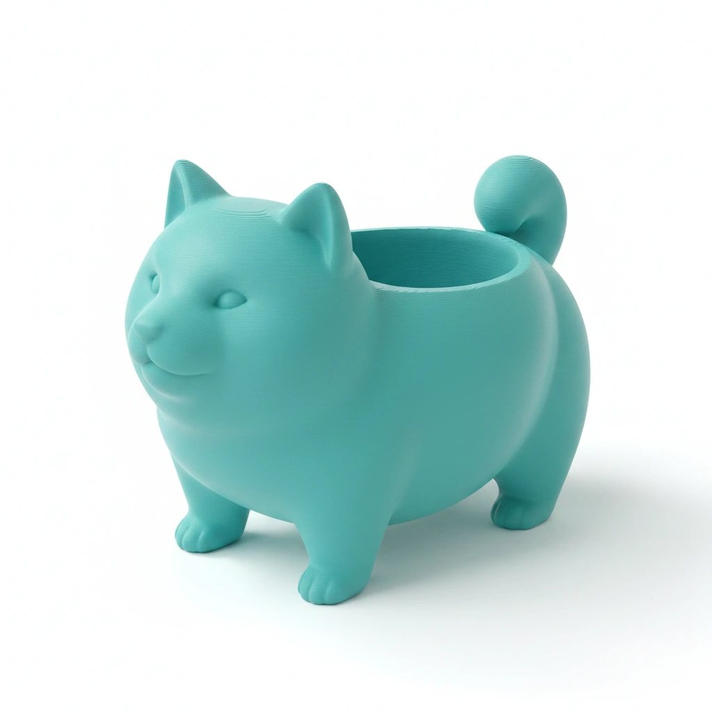Mini Ghiveci Decorativ Suport Plante cu Design Shiba Inu - culoare Albastru verzui, imprimare 3D Vibecraft