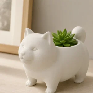 Mini Ghiveci Decorativ Shiba Inu Imprimat 3D pentru Plante - culoare Alb, produs imprimat 3D Vibecraft