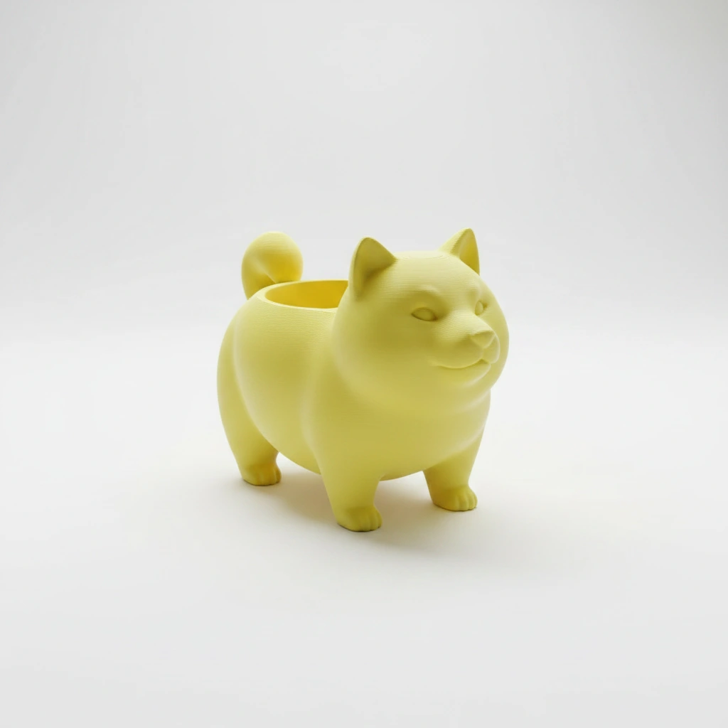 Mini Ghiveci Decorativ Suport Plante cu Design Shiba Inu - culoare Galben, imprimare 3D Vibecraft