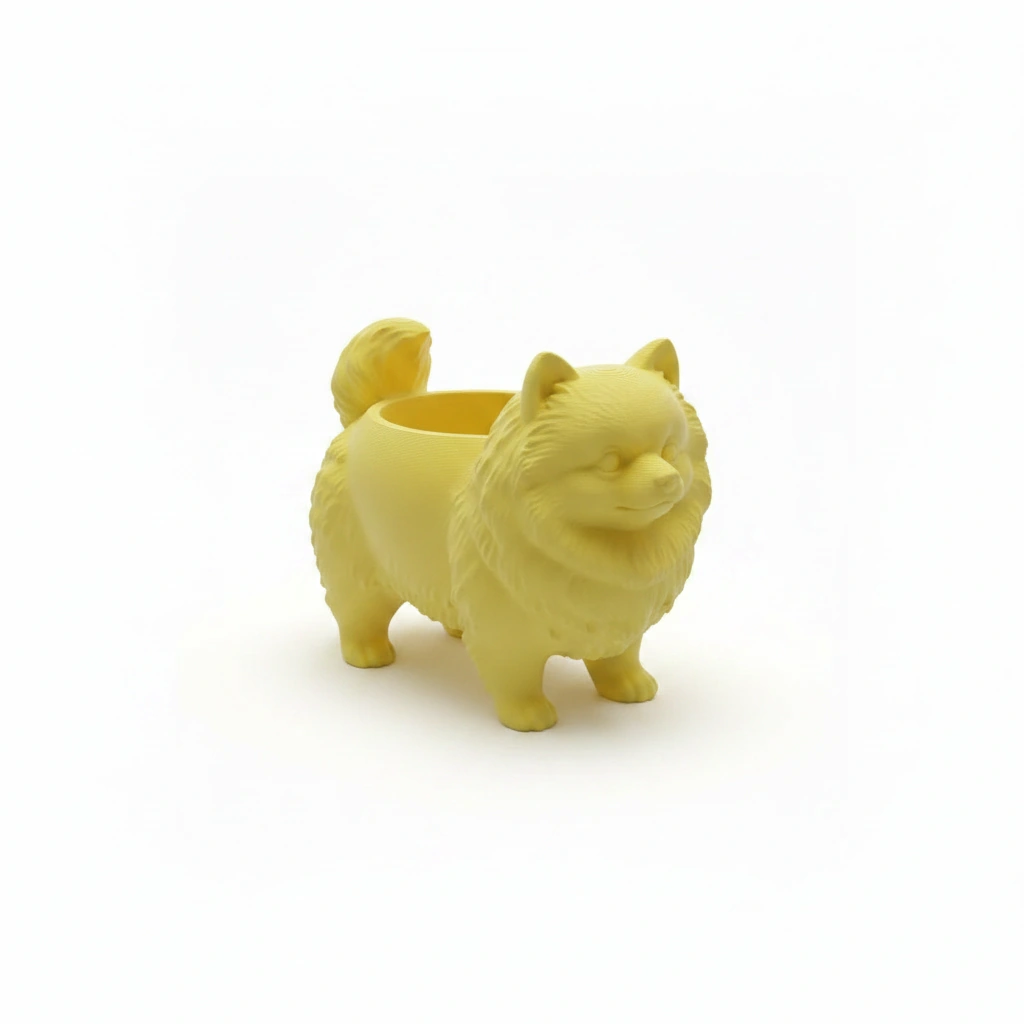 Mini Ghiveci Decorativ Imprimat 3D cu Design Pomeranian - culoare Galben, imprimare 3D Vibecraft