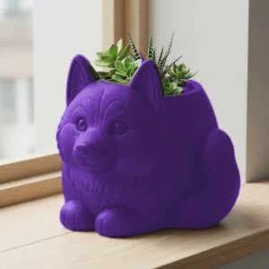 Mini Ghiveci Decorativ Husky Siberian pentru Plante Mici Imprimat 3D - culoare Mov, imprimare 3D Vibecraft