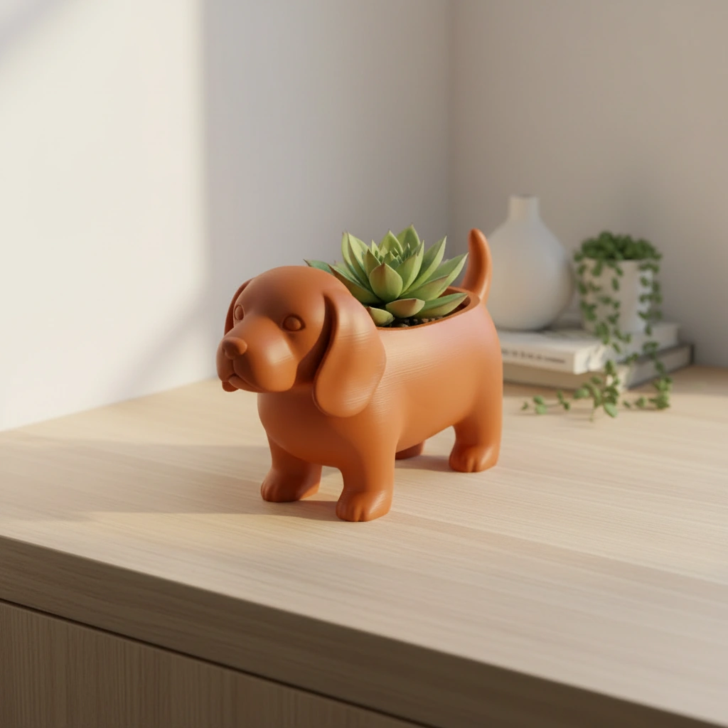 Mini ghiveci decorativ animalut imprimat 3D - Orange compozit mat, imprimare 3D Vibecraft
