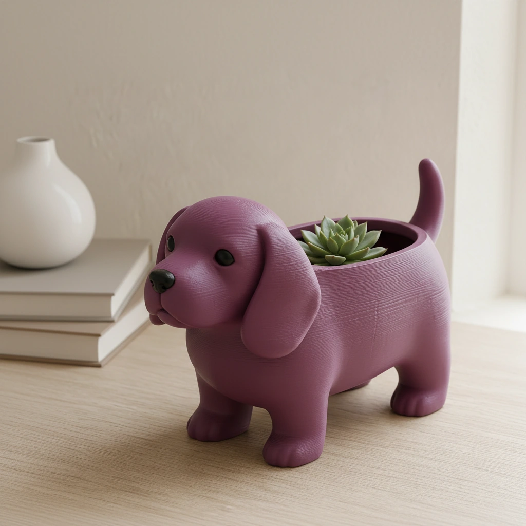 Mini ghiveci decorativ animalut imprimat 3D - Purple red compozit mat, imprimare 3D Vibecraft