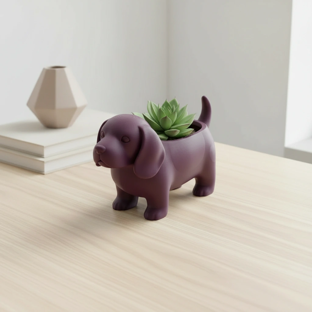 Mini ghiveci decorativ animalut imprimat 3D - Purple red compozit mat, imprimare 3D Vibecraft