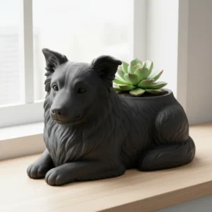 Ghiveci Decorativ Masiv Design Cățel Border Collie - variante de culoare, produs imprimat 3D Vibecraft
