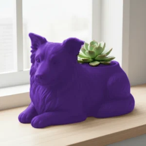 Ghiveci Decorativ Masiv Design Cățel Border Collie - culoare Mov, imprimare 3D Vibecraft