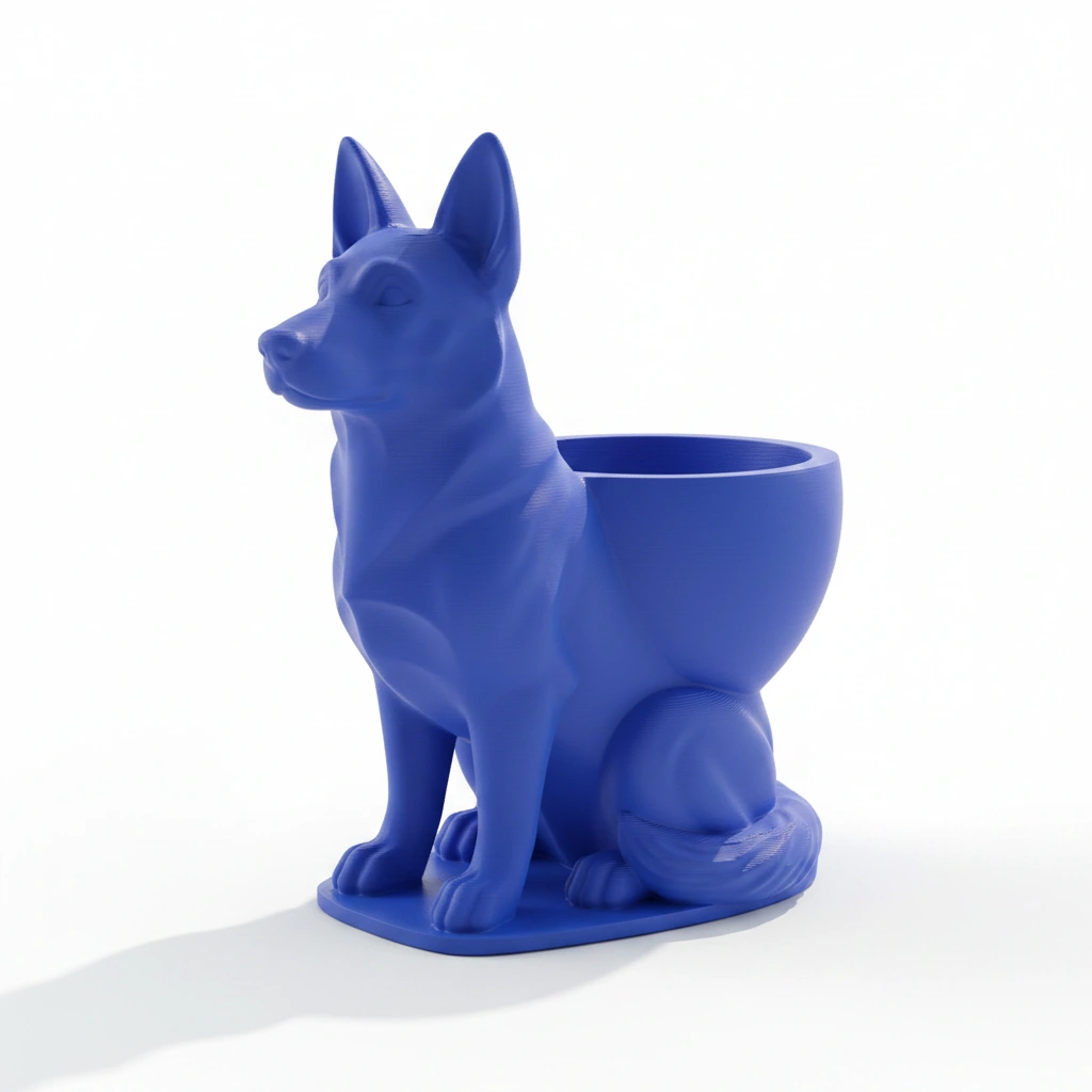Mini Ghiveci Decorativ Suport Plante Ciobanesc German Imprimat 3D - culoare Albastru, imprimare 3D Vibecraft