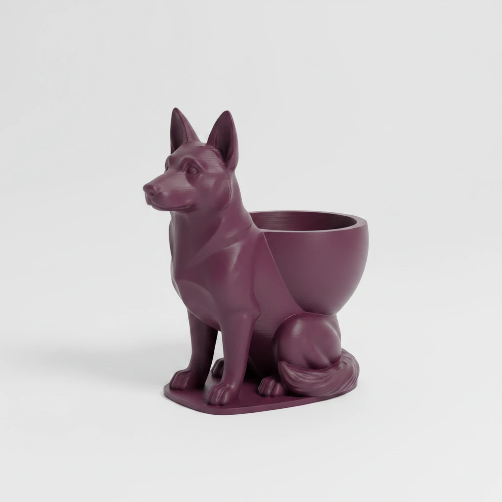 Mini Ghiveci Decorativ Suport Plante Ciobanesc German Imprimat 3D - Purple red compozit mat, imprimare 3D Vibecraft