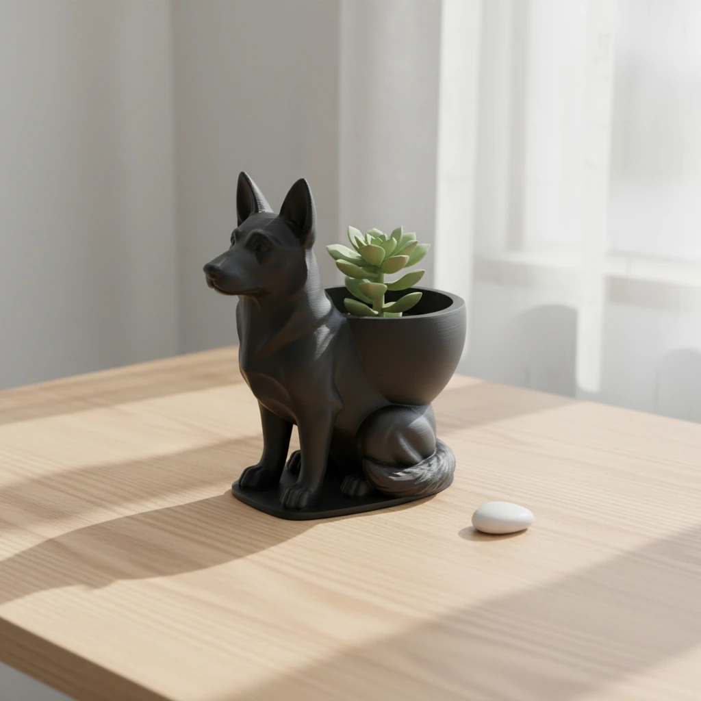 Mini Ghiveci Decorativ Suport Plante Ciobanesc German Imprimat 3D - variante de culoare, produs imprimat 3D Vibecraft