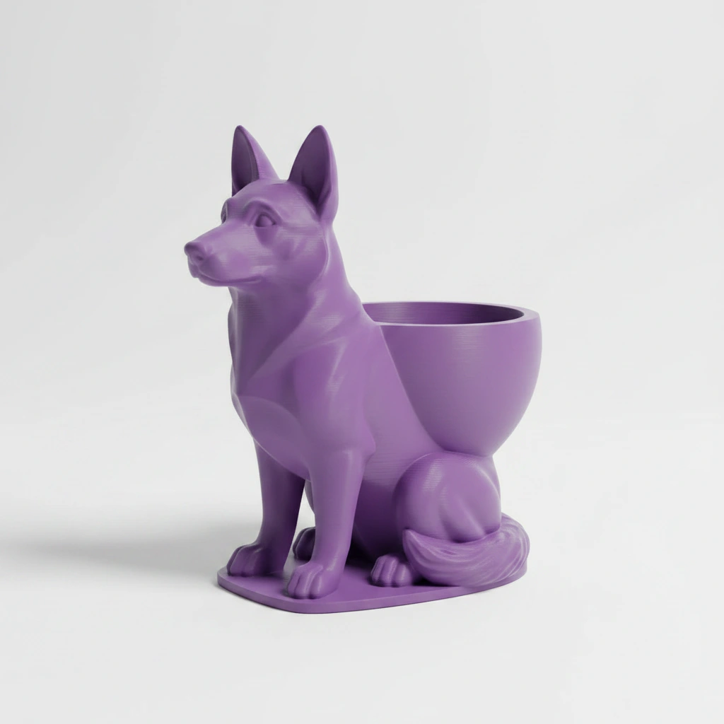 Mini Ghiveci Decorativ Suport Plante Ciobanesc German Imprimat 3D - culoare Mov, imprimare 3D Vibecraft