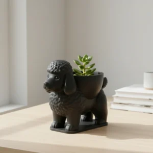 Mini Ghiveci Decorativ Pudel pentru Plante Mici - Negru compozit mat, imprimare 3D Vibecraft
