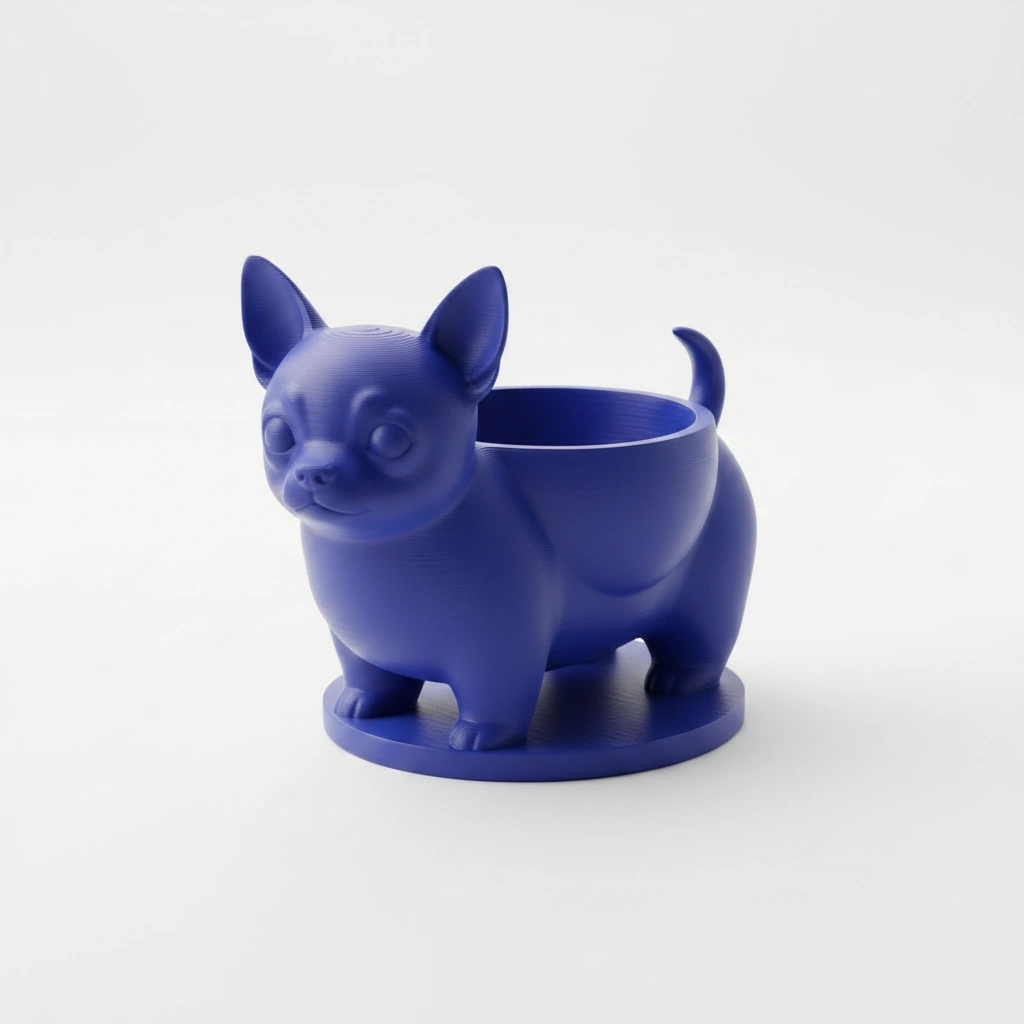 Mini ghiveci decorativ Chihuahua, suport pentru plante mici - culoare Albastru, imprimare 3D Vibecraft