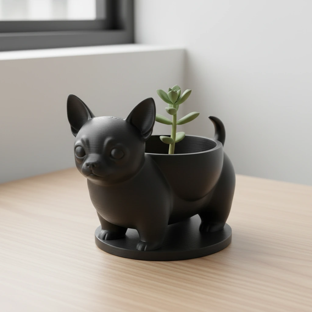 Mini ghiveci decorativ Chihuahua, suport pentru plante mici - variante de culoare, produs imprimat 3D Vibecraft