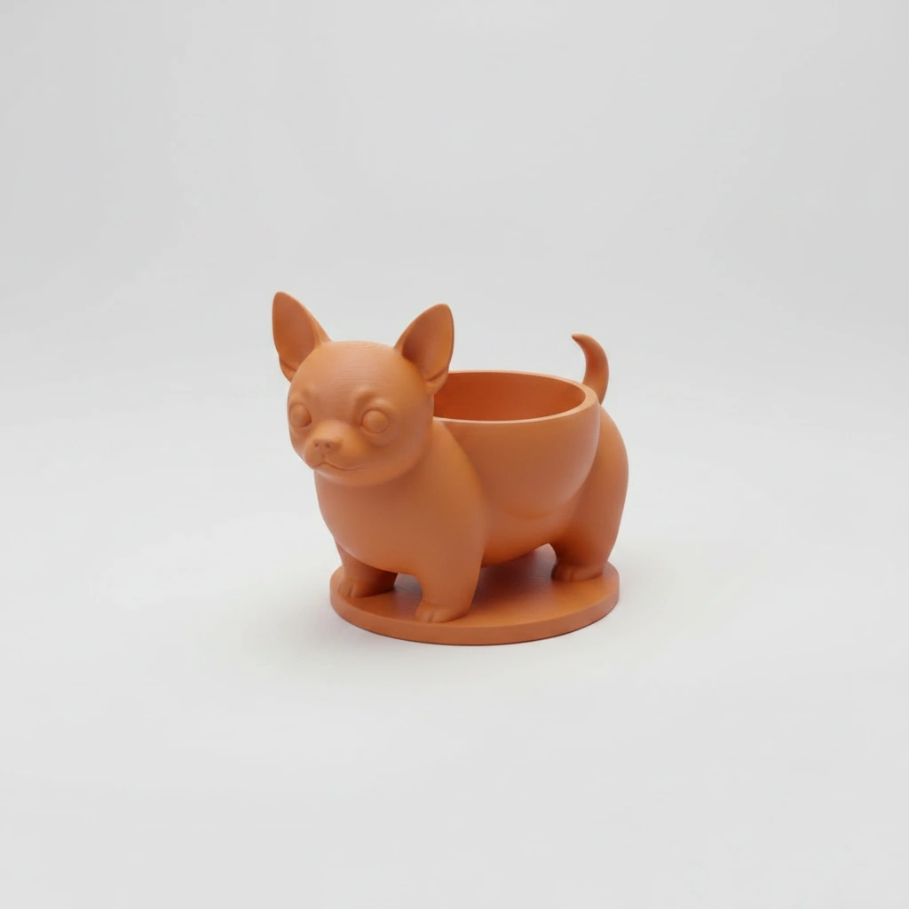 Mini ghiveci decorativ Chihuahua, suport pentru plante mici - culoare Portocaliu, imprimare 3D Vibecraft
