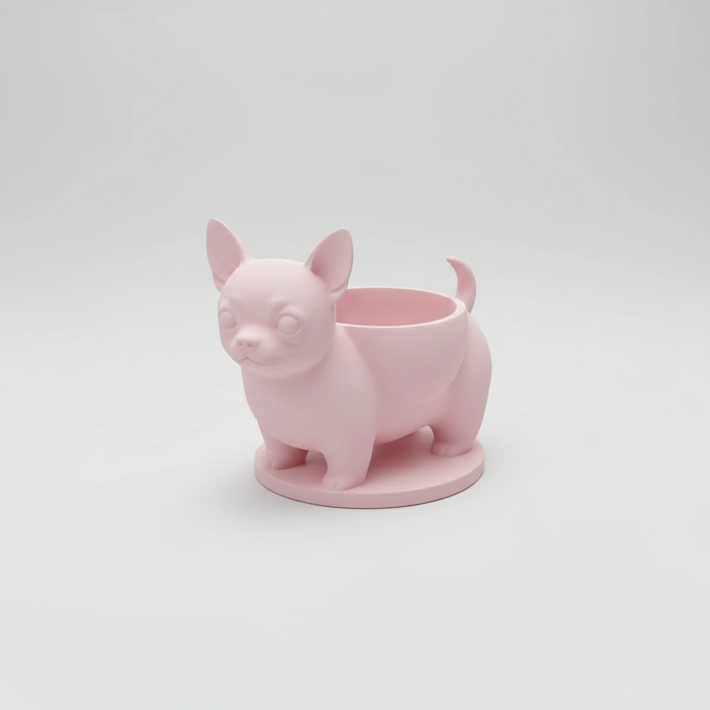Mini ghiveci decorativ Chihuahua, suport pentru plante mici - culoare Roz, imprimare 3D Vibecraft