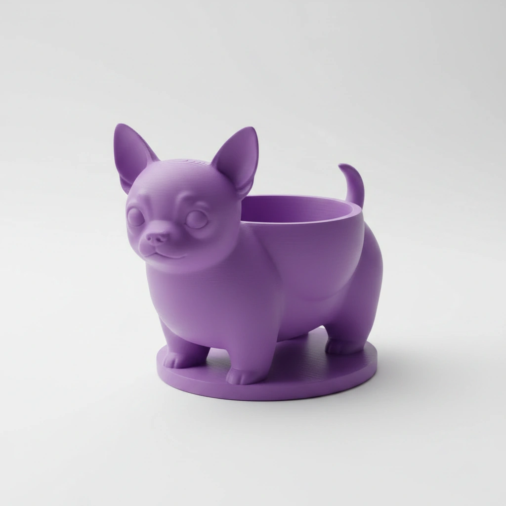 Mini ghiveci decorativ Chihuahua, suport pentru plante mici - culoare Mov, imprimare 3D Vibecraft