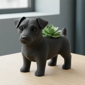 Mini Ghiveci Decorativ Jack Russell Terrier Imprimat 3D - culoare Negru, produs imprimat 3D Vibecraft