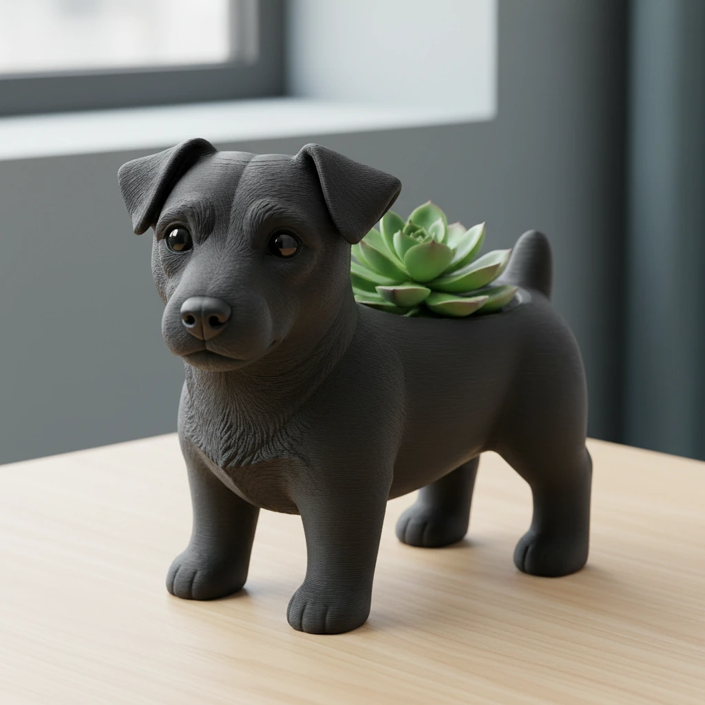 Mini Ghiveci Decorativ Jack Russell Terrier Imprimat 3D - variante de culoare, produs imprimat 3D Vibecraft