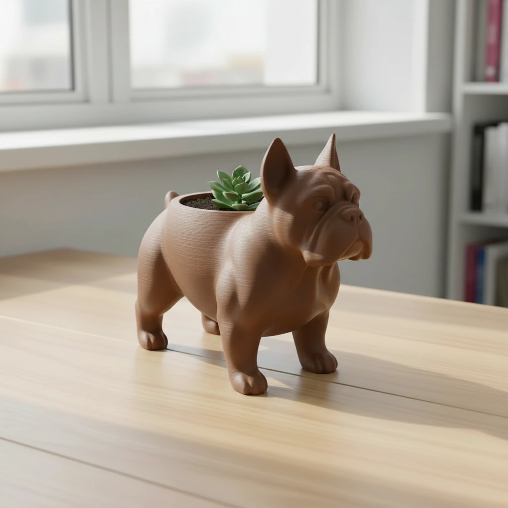 Mini Ghiveci Decorativ Animalut Imprimat 3D pentru Plante Mici si Suculente - culoare Maro, imprimare 3D Vibecraft