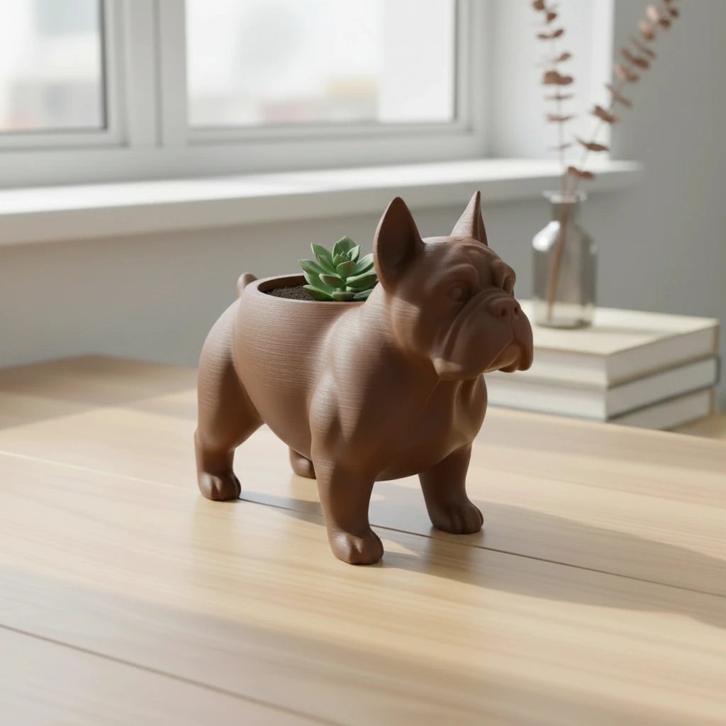 Mini Ghiveci Decorativ Animalut Imprimat 3D pentru Plante Mici si Suculente - culoare Maro, imprimare 3D Vibecraft