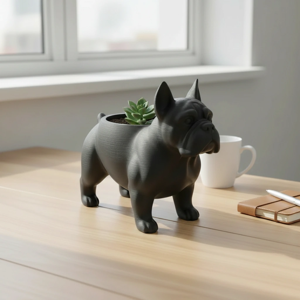 Mini Ghiveci Decorativ Animalut Imprimat 3D pentru Plante Mici si Suculente - Negru compozit mat, imprimare 3D Vibecraft