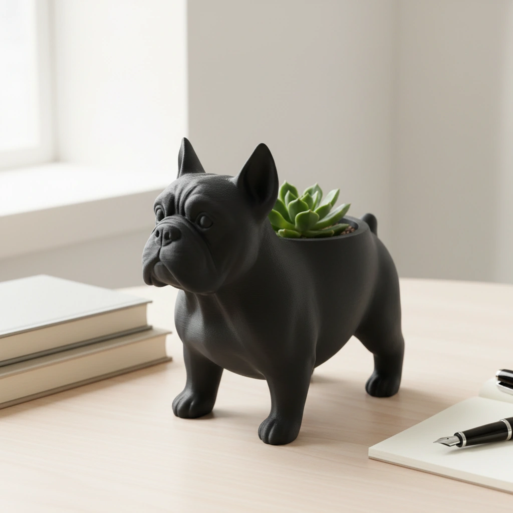 Mini Ghiveci Decorativ Animalut Imprimat 3D pentru Plante Mici si Suculente - Negru compozit mat, imprimare 3D Vibecraft