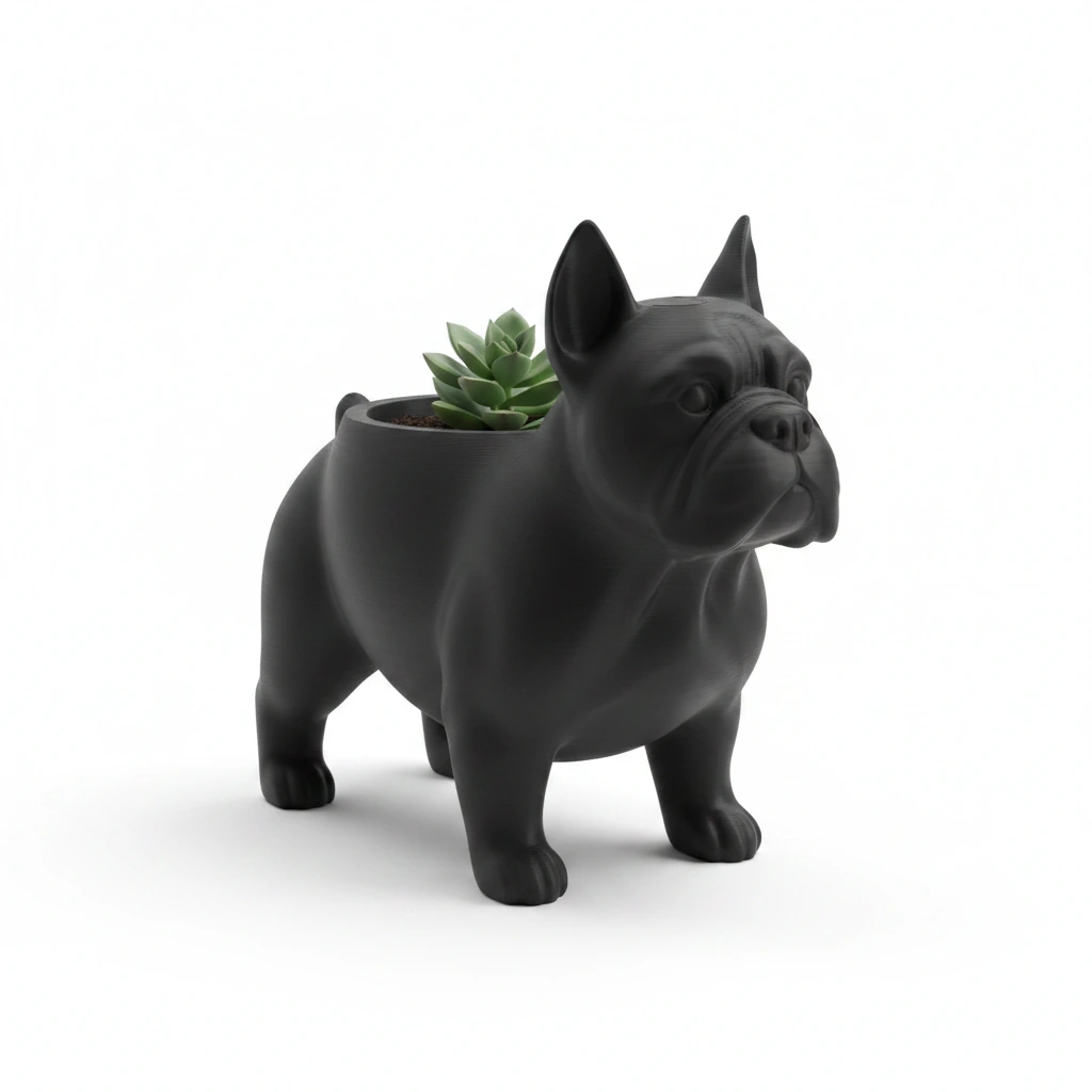 Mini Ghiveci Decorativ Animalut Imprimat 3D pentru Plante Mici si Suculente - Negru compozit mat, imprimare 3D Vibecraft