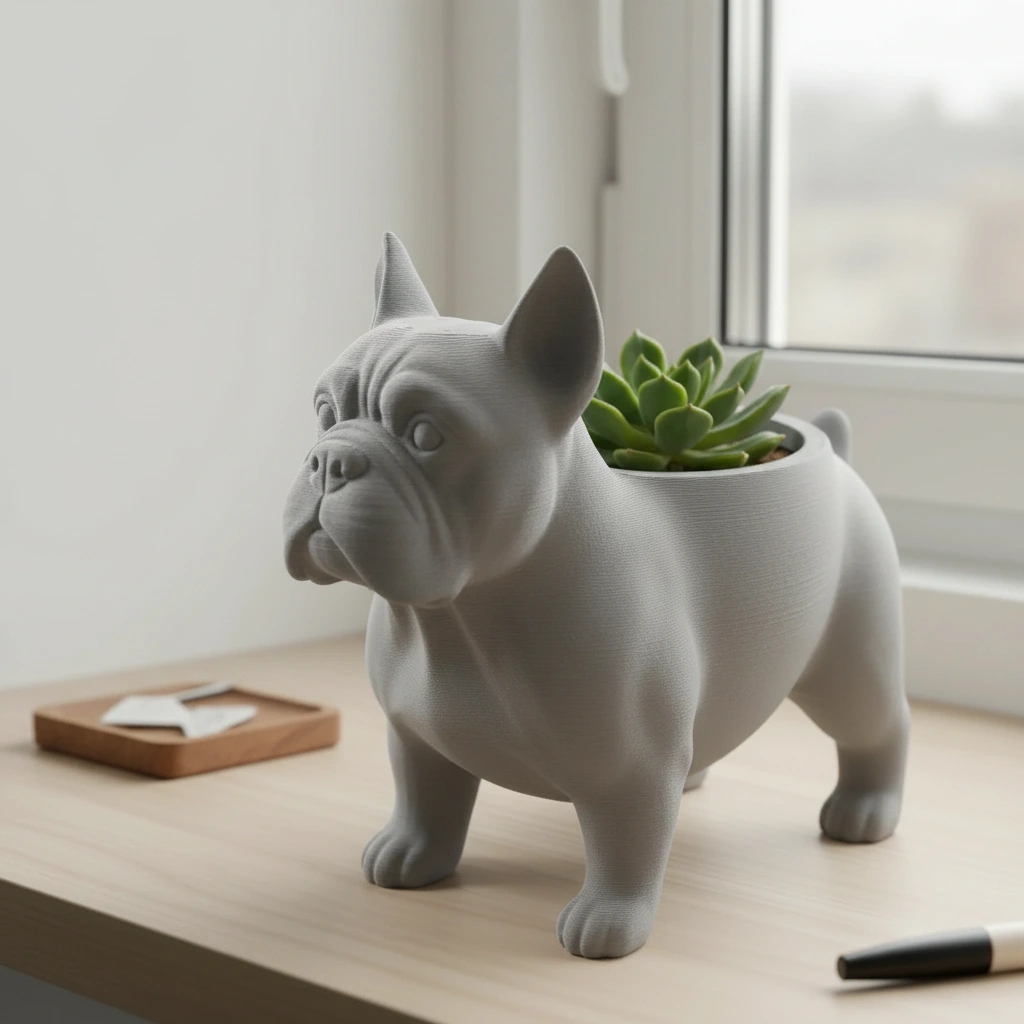 Mini Ghiveci Decorativ Animalut Imprimat 3D pentru Plante Mici si Suculente - culoare Gri, imprimare 3D Vibecraft