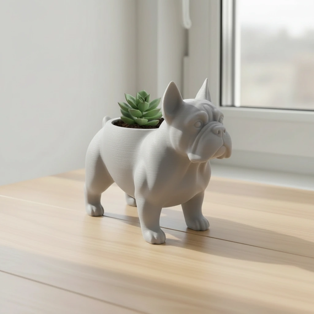 Mini Ghiveci Decorativ Animalut Imprimat 3D pentru Plante Mici si Suculente - culoare Gri, imprimare 3D Vibecraft