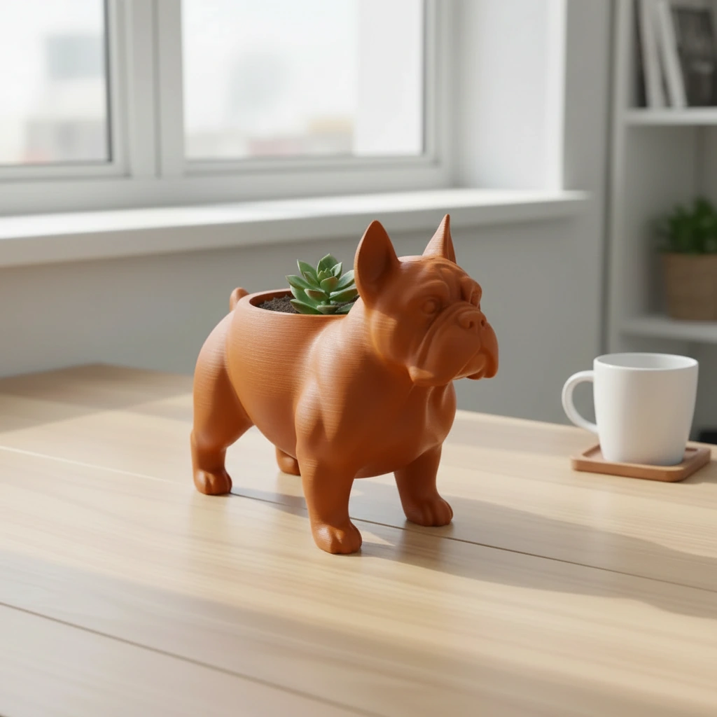 Mini Ghiveci Decorativ Animalut Imprimat 3D pentru Plante Mici si Suculente - culoare Portocaliu, imprimare 3D Vibecraft