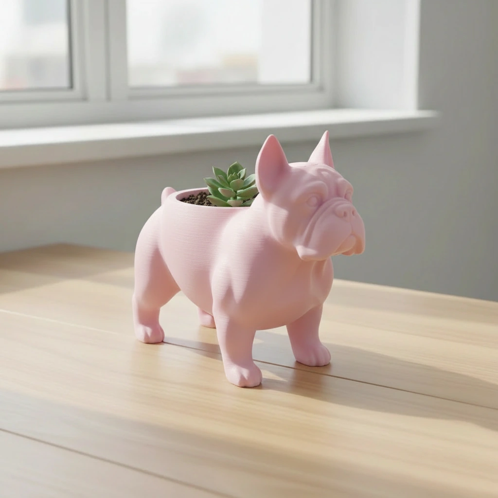 Mini Ghiveci Decorativ Animalut Imprimat 3D pentru Plante Mici si Suculente - culoare Roz, imprimare 3D Vibecraft