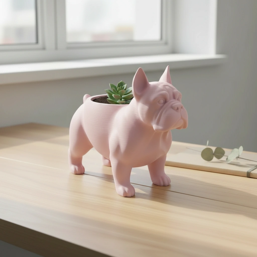 Mini Ghiveci Decorativ Animalut Imprimat 3D pentru Plante Mici si Suculente - culoare Roz, imprimare 3D Vibecraft