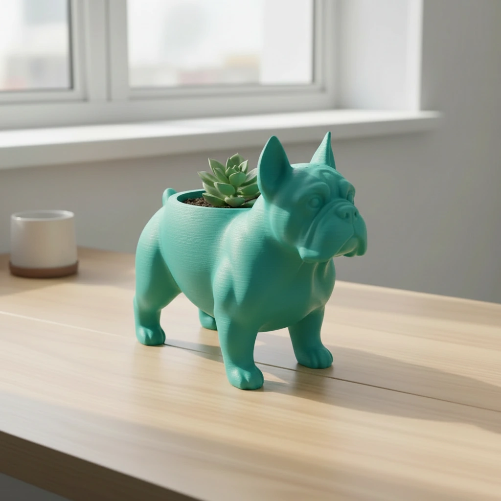 Mini Ghiveci Decorativ Animalut Imprimat 3D pentru Plante Mici si Suculente - culoare Albastru verzui, imprimare 3D Vibecraft