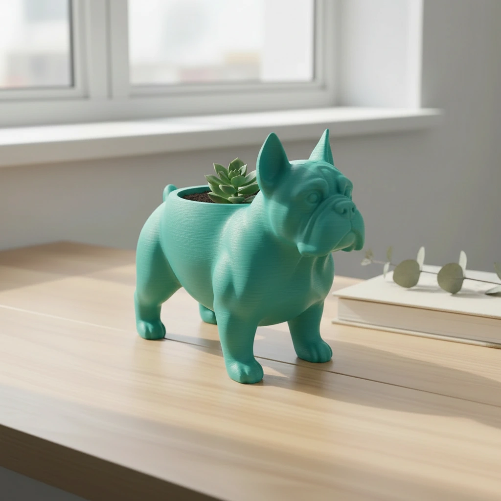 Mini Ghiveci Decorativ Animalut Imprimat 3D pentru Plante Mici si Suculente - culoare Albastru verzui, imprimare 3D Vibecraft