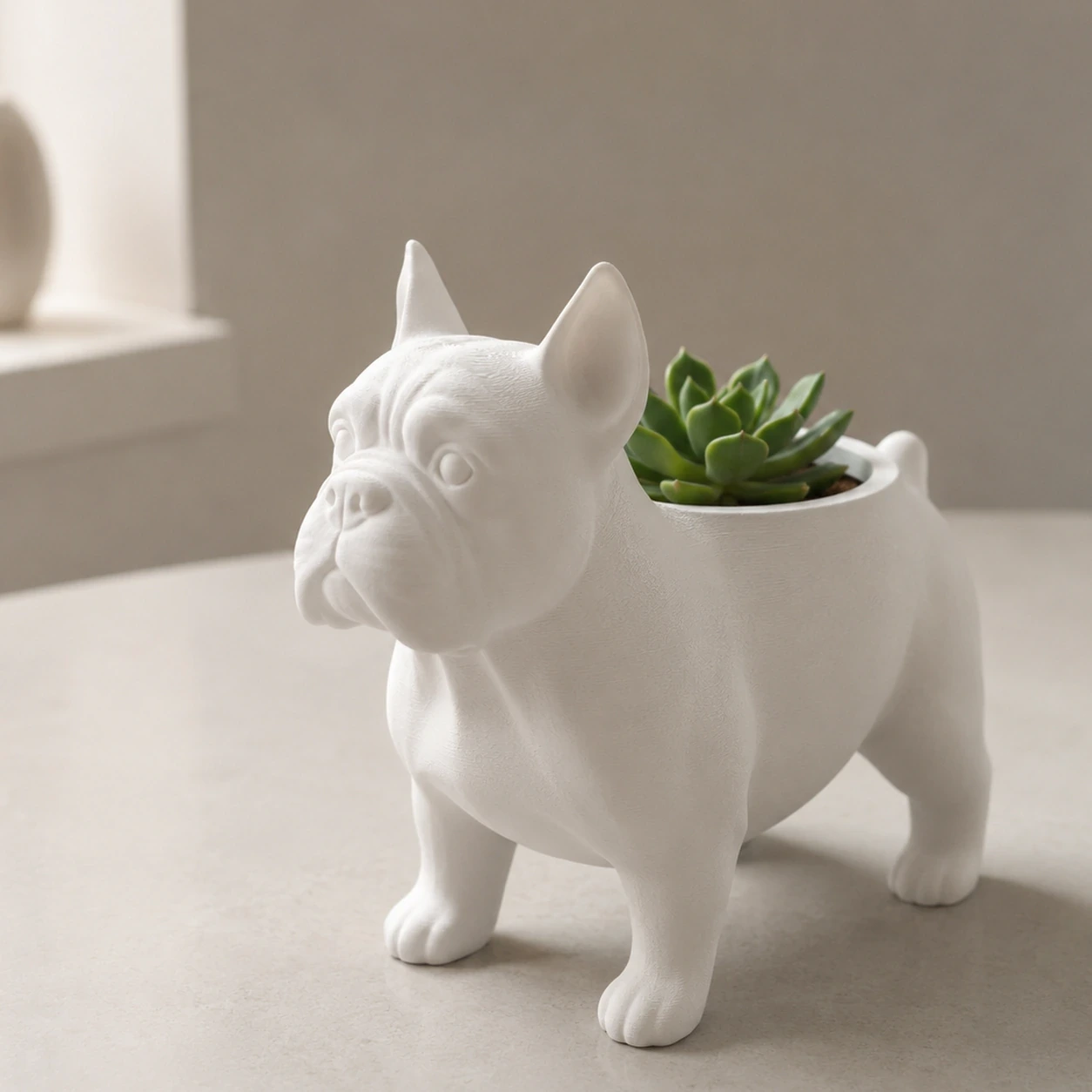 Mini Ghiveci Decorativ Animalut Imprimat 3D pentru Plante Mici si Suculente - culoare Alb, produs imprimat 3D Vibecraft