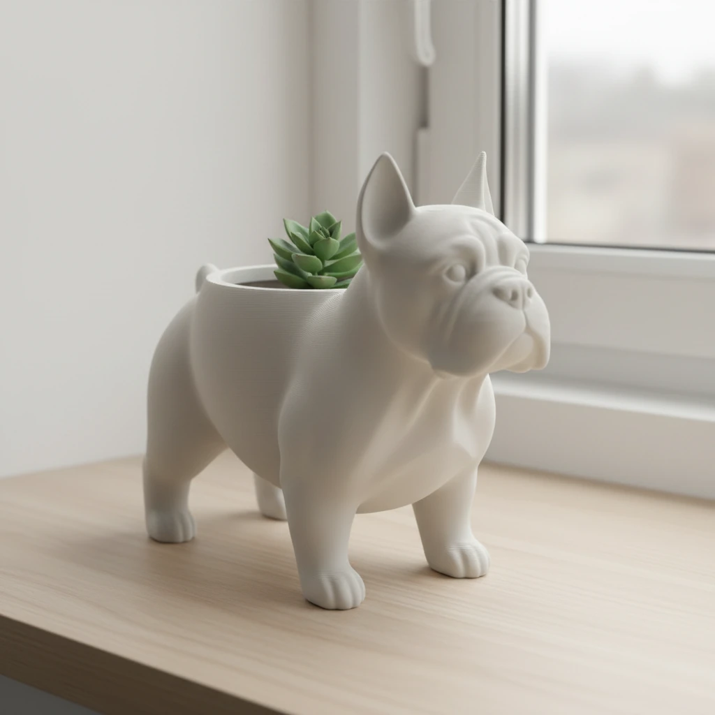 Mini Ghiveci Decorativ Animalut Imprimat 3D pentru Plante Mici si Suculente - culoare Alb, produs imprimat 3D Vibecraft
