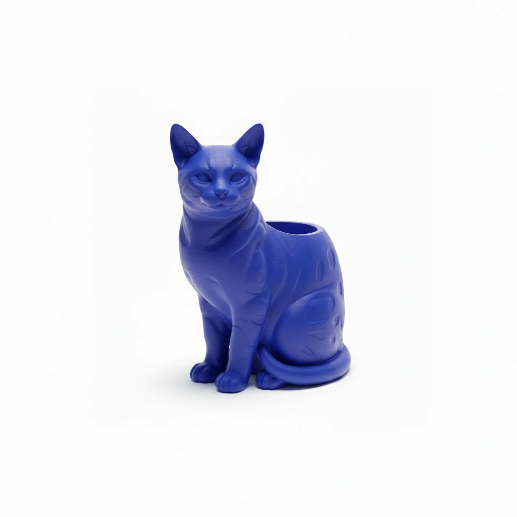 Mini Ghiveci Decorativ Forma Pisica Bengal Imprimat 3D - culoare Albastru, imprimare 3D Vibecraft