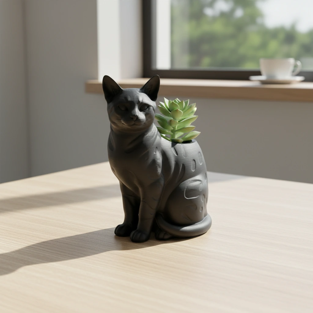 Mini Ghiveci Decorativ Forma Pisica Bengal Imprimat 3D - variante de culoare, produs imprimat 3D Vibecraft