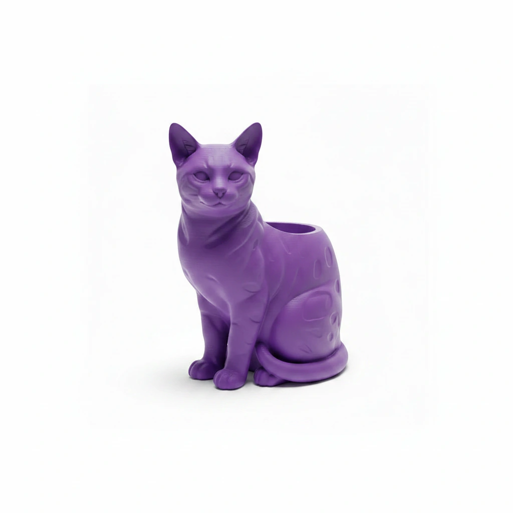 Mini Ghiveci Decorativ Forma Pisica Bengal Imprimat 3D - culoare Mov, imprimare 3D Vibecraft