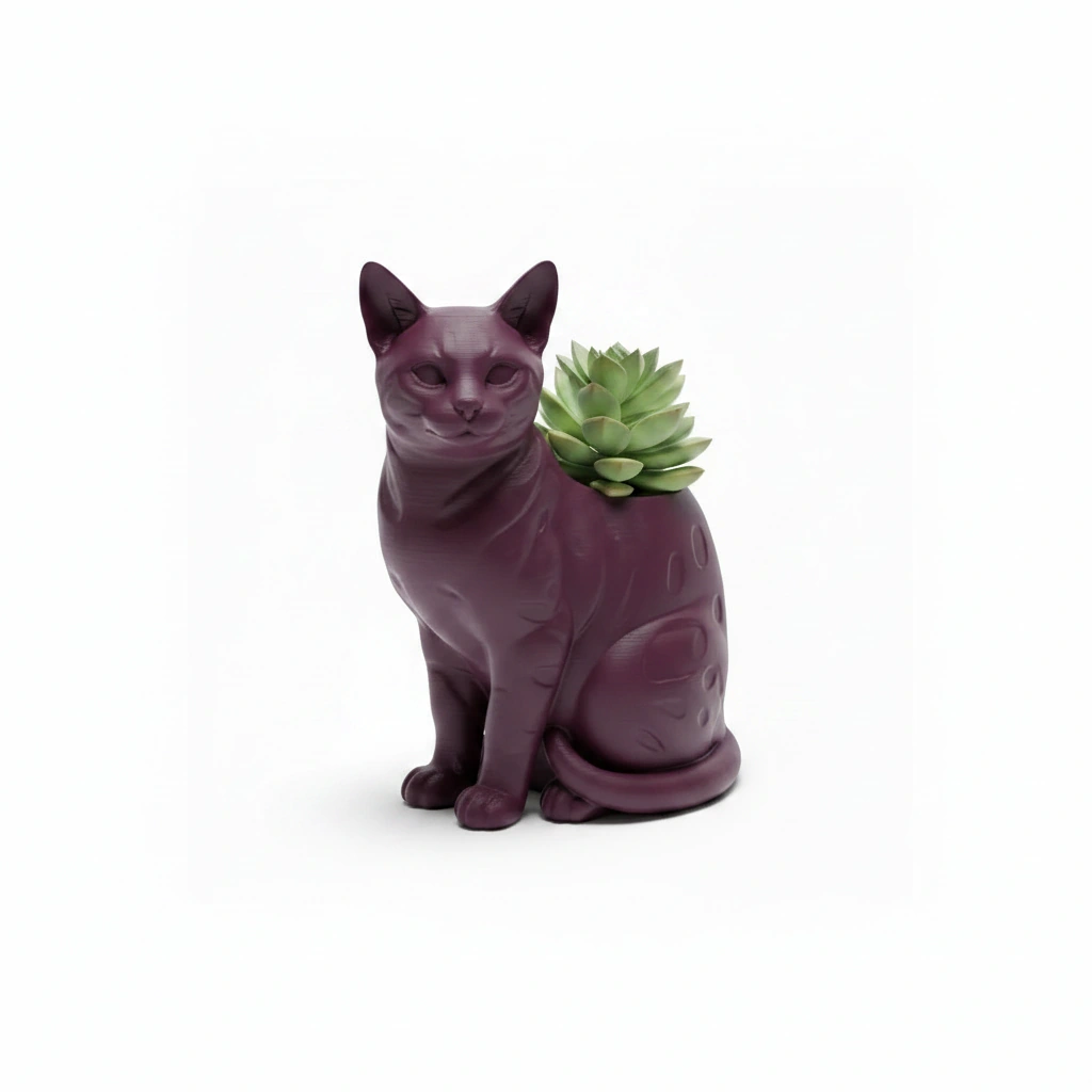 Mini Ghiveci Decorativ Forma Pisica Bengal Imprimat 3D - culoare Roșu, imprimare 3D Vibecraft